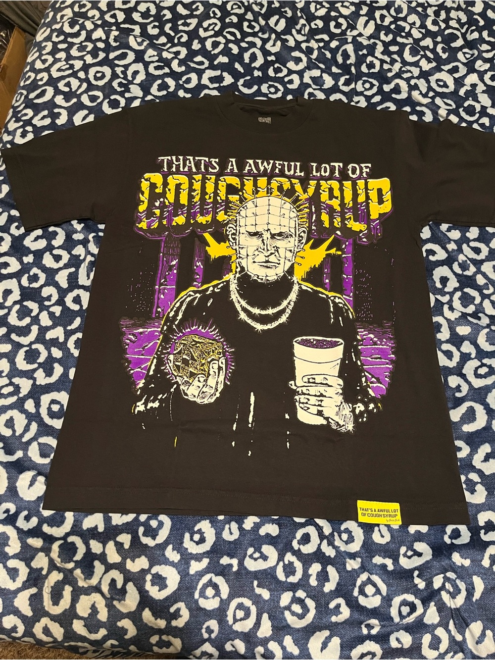 Black Graphic Short-Sleeve Tee — That's A Awful Lot Of Cough Syrup